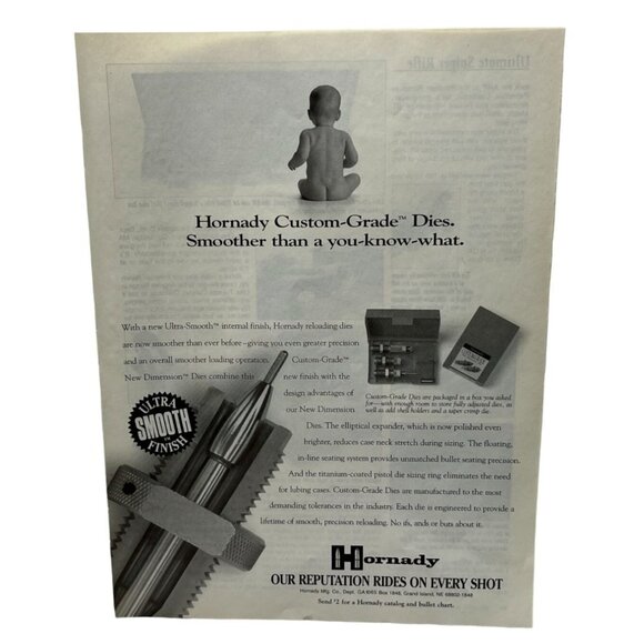 Hornady Custom-Grade Dies Vintage Print Ad 1990s Bullet Reloading Tool - Picture 6 of 6
